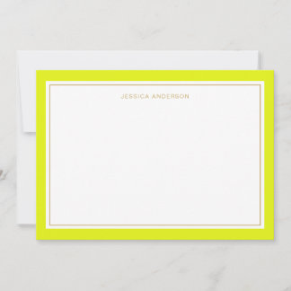 Eleganter Chartreuse Gold Border Personalisiert Mitteilungskarte