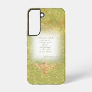 Eleganter Chartreuse-Grün-Gold-Bienen-Kranz-Bibel Samsung Galaxy Hülle