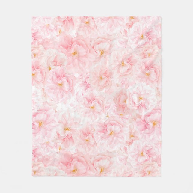 Eleganter Cherry Blossom Muster Design Sherpa Blan Fleecedecke (Vorderseite)