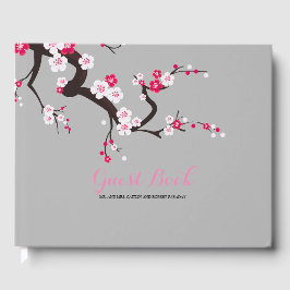 Eleganter Cherry Blossom Rosa Blumengast Gästebuch