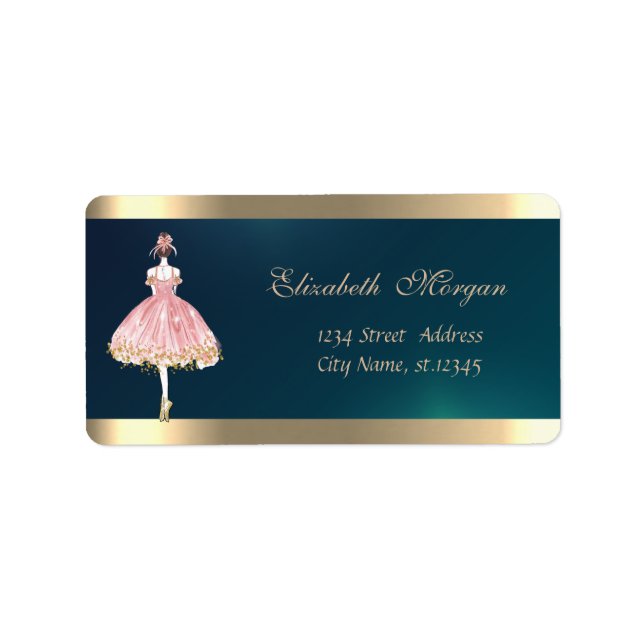 Eleganter Chic Anspruchsvoll, Ballerina Green Adressaufkleber (Vorne)