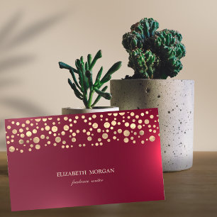 Eleganter Chic Anspruchsvoll, Gold Confetti Red Visitenkarte