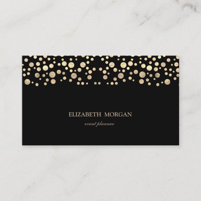 Eleganter Chic ausgefeilt,Gold Confetti,Schwarz Visitenkarte (Vorderseite)