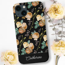 Eleganter Chic Beige Rose Bloral auf Schwarz