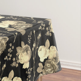 Eleganter Chic Beige Rose Bloral auf Schwarz Tischdecke