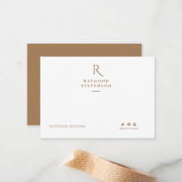 Eleganter Chic Beruflich Light Brown mit Monogramm Mitteilungskarte