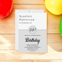Eleganter Chic Black and White Gray 20. Geburtstag