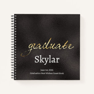 Eleganter Chic Black Gold Abschluss Gast Notizbuch
