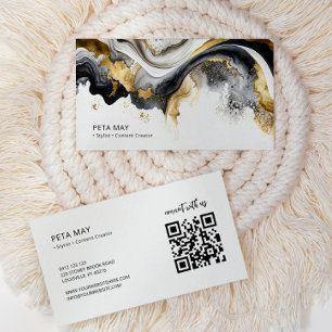 Eleganter Chic Black & White Abstrakt Watercolor Q Visitenkarte