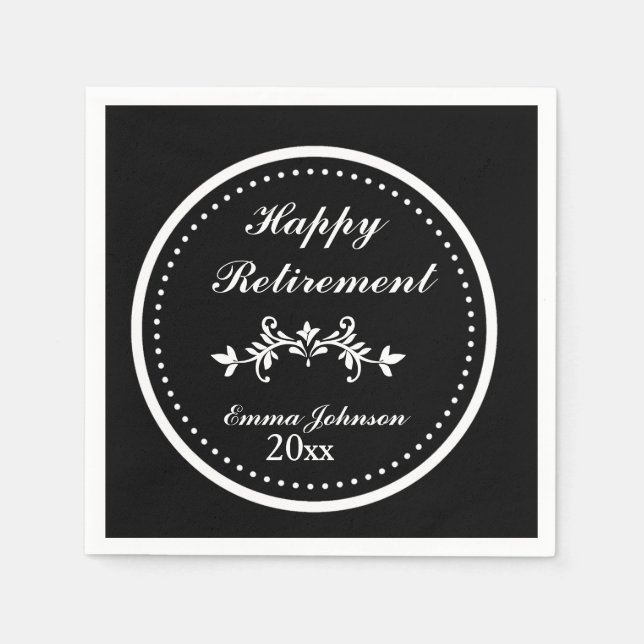 Eleganter Chic Black & White Happy Pension Serviette (Vorderseite)