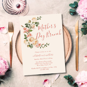 Eleganter Chic Blumenbogen Rosen Muttertags-Brunch Einladung