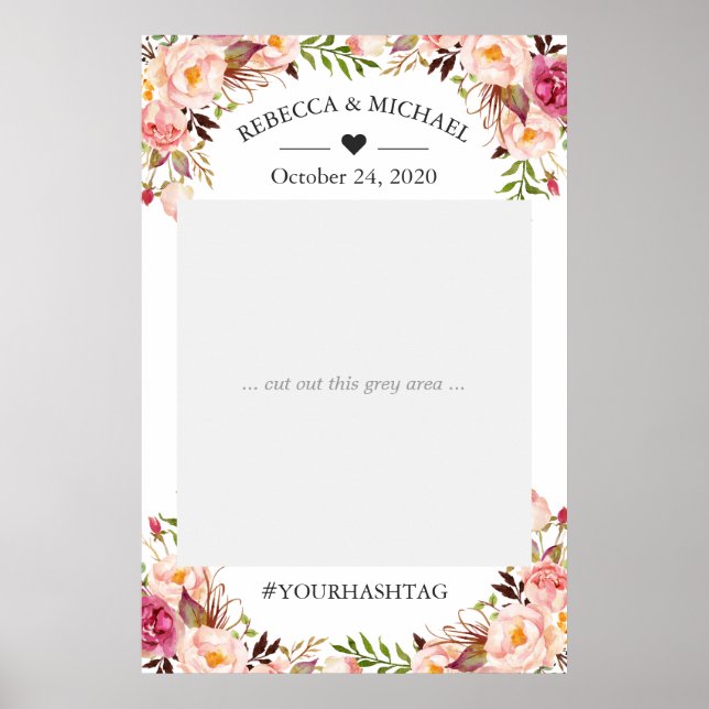 Eleganter Chic Blush Pink Blues Hochzeitscreme Fot Poster (Vorne)