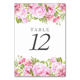 Eleganter Chic Blush Pink Peony Floral Tischnummer