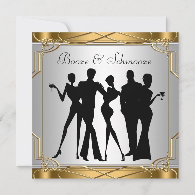 Eleganter Chic Booze und Schmooze Einladungen (Vorderseite)