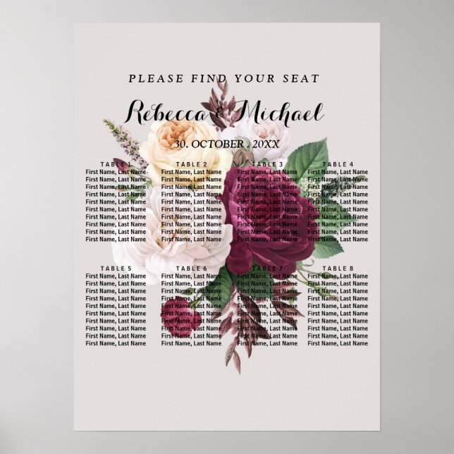 Eleganter Chic borundy Blumen Poster (Vorne)