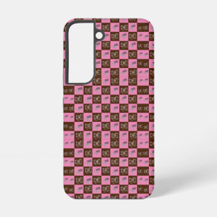 Eleganter Chic Brown Kariert & Bär Samsung Galaxy Hülle