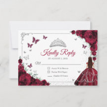 Eleganter Chic Burgunder Silber Quinceanera Antwor