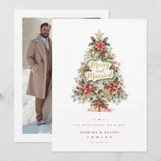 Eleganter Chic-Christbaum Neuvermählte Foto TLW26 Feiertagskarte