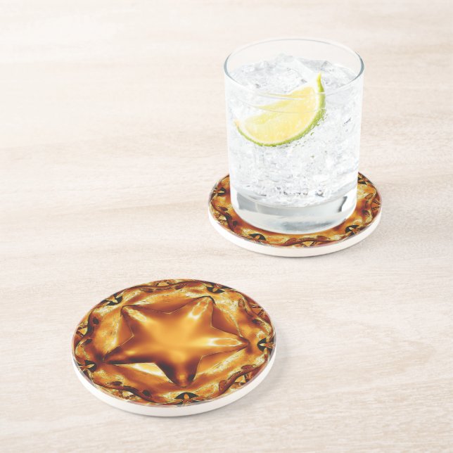 Eleganter Chic Copper Gold Weihnachtsstar Sandstein Untersetzer (Seite)