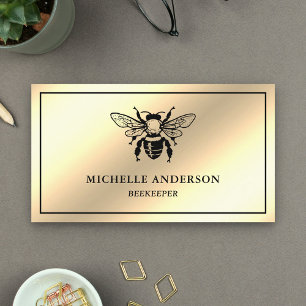 Eleganter Chic Cream Gold Foil Honey Bienenstock Visitenkarte