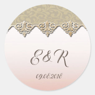 Eleganter Chic Damast Runder Aufkleber