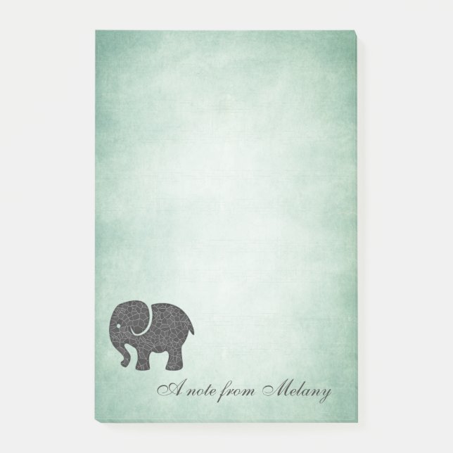 Eleganter Chic-Dame-Elefant Vintag Post-it Klebezettel (Vorderseite)