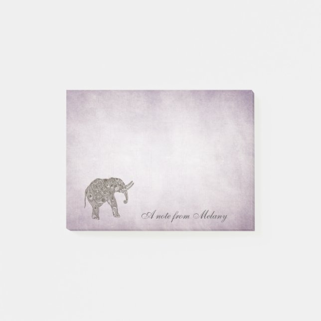 Eleganter Chic-Dame-Elefant Vintag Post-it Klebezettel (Vorderseite)