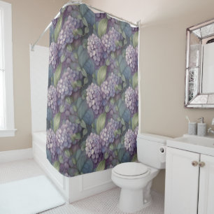 Eleganter, chic dusty lila boho Aquarellblume Duschvorhang
