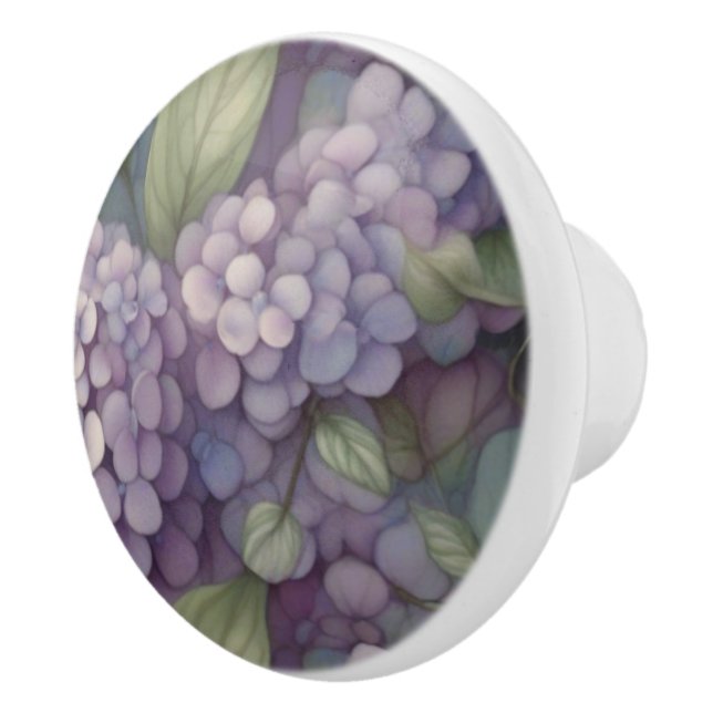 Eleganter, chic dusty lila boho Aquarellblume Keramikknauf (Rechts)
