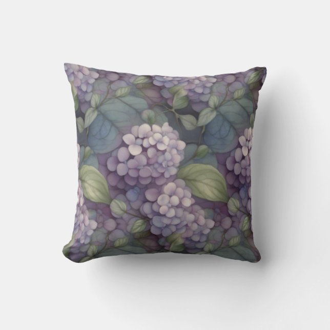 Eleganter, chic dusty lila boho Aquarellblume Kissen (Vorderseite)