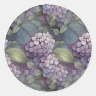 Eleganter, chic dusty lila boho Aquarellblume Runder Aufkleber