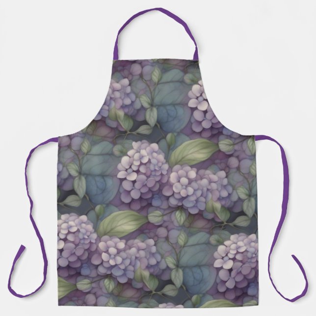 Eleganter, chic dusty lila boho Aquarellblume Schürze (Vorderseite)