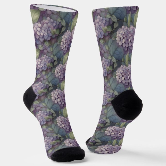 Eleganter, chic dusty lila boho Aquarellblume Socken (Gewinkelt)