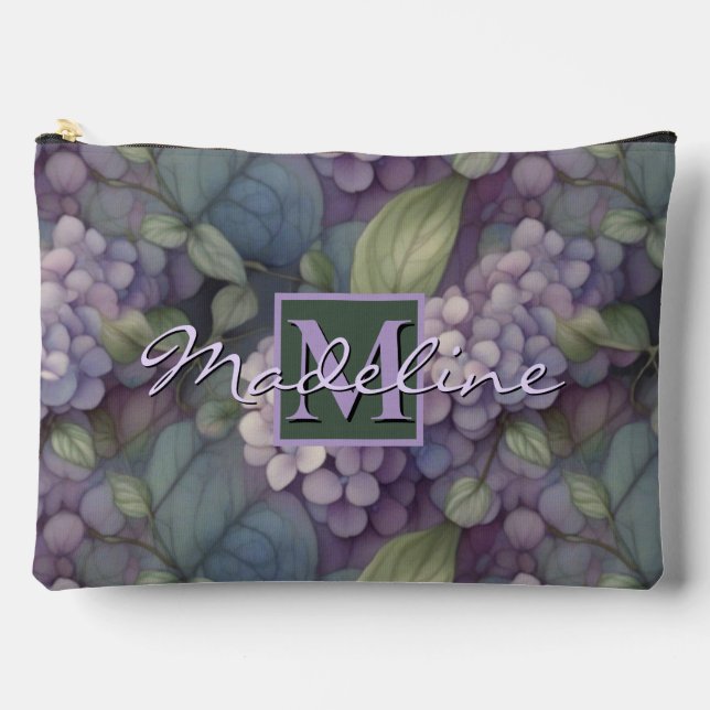 Eleganter, chic dusty lila boho Aquarellblume Zubehörtasche (Vorderseite)