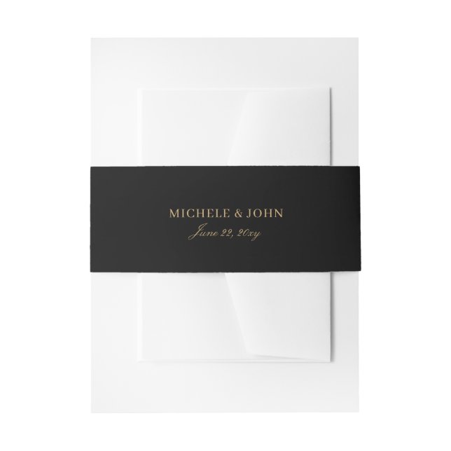 Eleganter Chic Einfache Minimalistische Black Gold Einladungsbanderole (Vorderseite Beispiel)