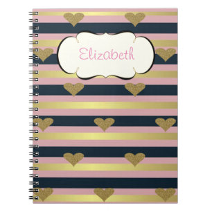 Eleganter Chic Falsche Gold Glitzernde Herzen Auf Notizblock