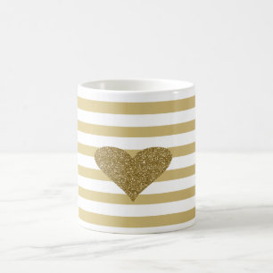 Eleganter Chic  Falsches Gold Glitzerndes Herz Auf Kaffeetasse