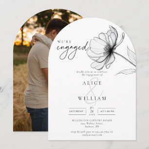 Eleganter Chic Floral Foto Engagement Party Arch Einladung