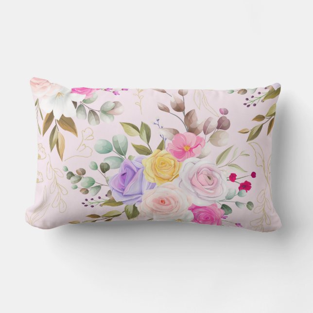 Eleganter Chic floral Lendenkissen (Vorderseite)
