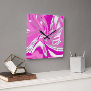 Eleganter Chic Fuchsia Pink Wall Clock Quadratische Wanduhr