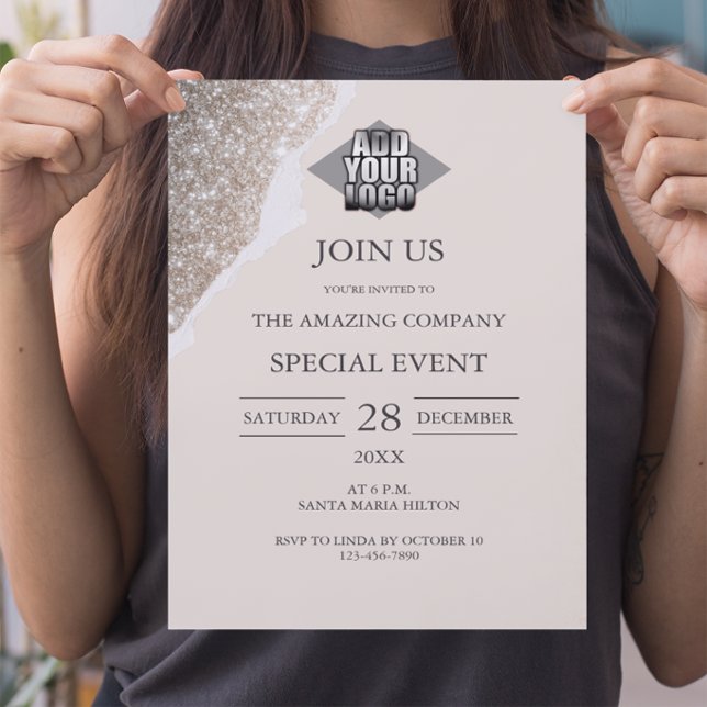 Eleganter Chic Glitter & Neutrales Event Einladung (Von Creator hochgeladen)