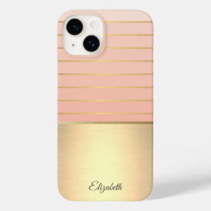 Eleganter Chic Gold gestreift Case-Mate iPhone 14 Hülle