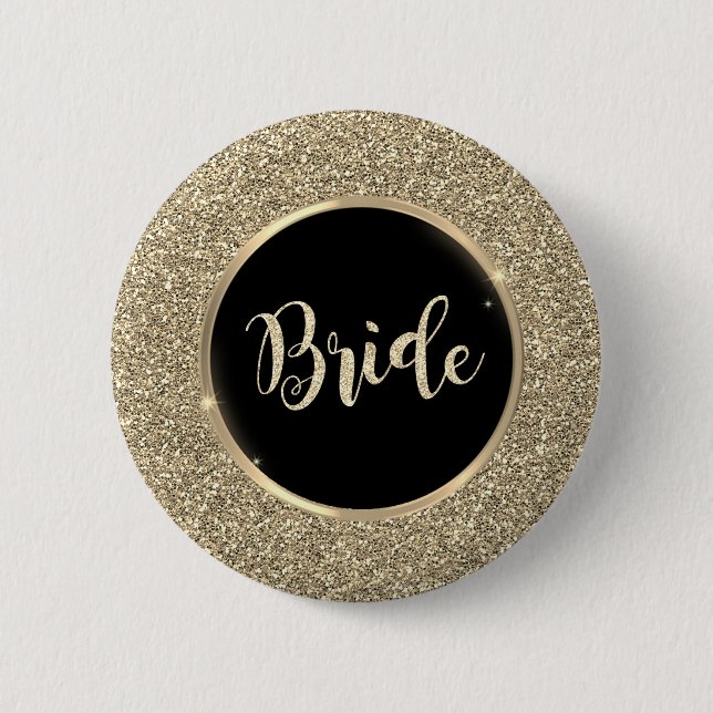 Eleganter Chic Gold Glitzer Button (Vorderseite)