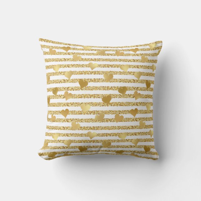 Eleganter Chic Gold Hearts Glitzer Kissen (Vorderseite)