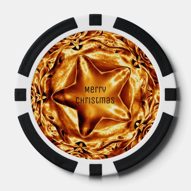 Eleganter Chic Gold Kupfer Weihnachtsstern Poker C Pokerchips (Vorderseite)