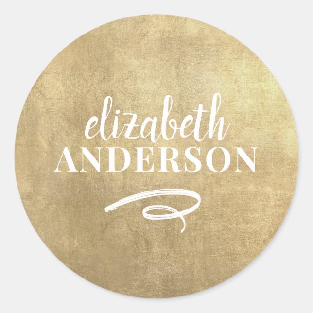 Eleganter Chic Gold Moderner Platz Minimalistisch  Runder Aufkleber (Vorderseite)