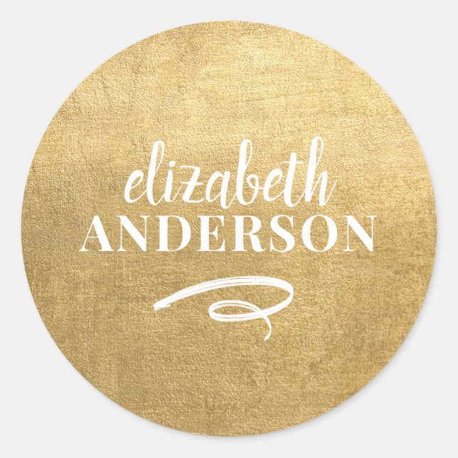 Eleganter Chic Gold Modernes Minimalistisch Runder Aufkleber (Vorderseite)