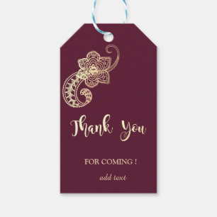 Eleganter Chic Gold Paisley Dankeschön Geschenkanhänger