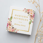 Eleganter Chic Gold Rahmen Girly Pink Floral Perso Quadratische Visitenkarte<br><div class="desc">Mit dieser stilvollen Vorlage "Elegant Chic Gold Frame Girly Pink Floral Square Business Card" lassen Sie sich von diesem eleganten Design beeindrucken. Noch heute gestalten! Für weitere Anpassungen,  verwenden Sie bitte unser Design-Tool,  um diese Vorlage zu ändern.</div>