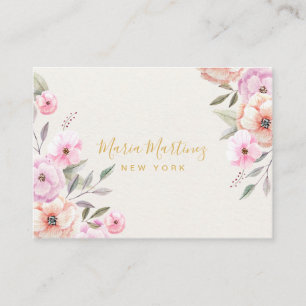 Eleganter Chic Gold Rahmen Girly Pink Floral Visitenkarte